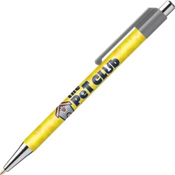 BATAM balpen Chrome met gekleurd beslag in full colour all over bedrukt donkergrijs