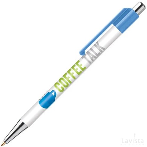 BATAM balpen Chrome met gekleurd beslag in full colour all over bedrukt lichtblauw