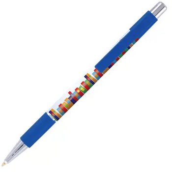 BATAM balpen Grip met gripzone en gekleurd beslag in full colour all over bedrukt donkergroen