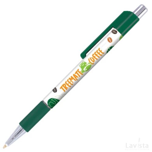 BATAM balpen Grip met gripzone en gekleurd beslag in full colour all over bedrukt donkergroen