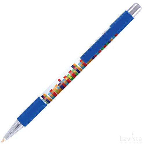 BATAM balpen Grip met gripzone en gekleurd beslag in full colour all over bedrukt donkerblauw