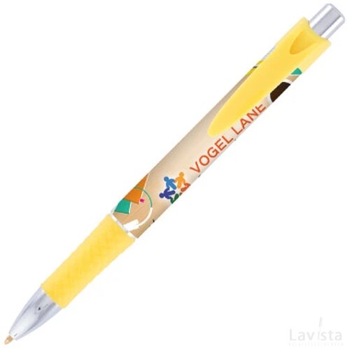 DIA balpen Grande met gripzone in full colour all over bedrukt geel
