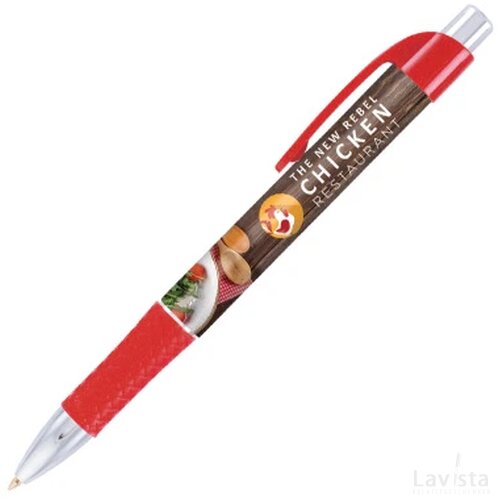 DIA balpen Grande met gripzone in full colour all over bedrukt rood
