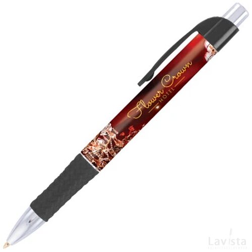 DIA balpen Grande met gripzone in full colour all over bedrukt zwart