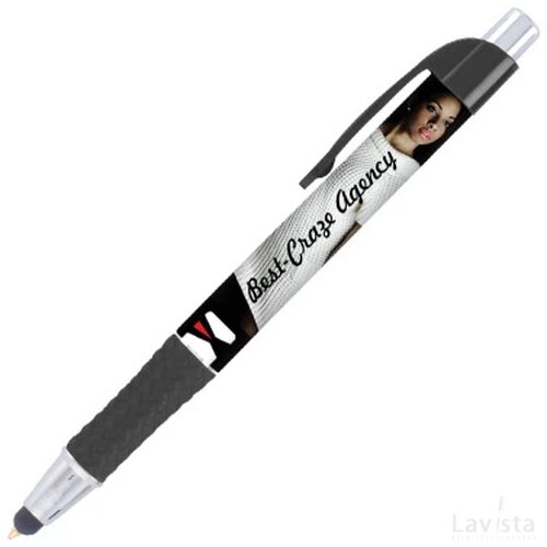 DIA balpen Grande Stylus met gripzone in full colour all over bedrukt zwart