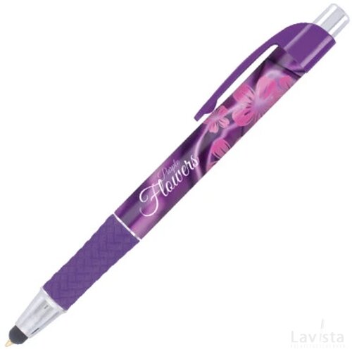 DIA balpen Grande Stylus met gripzone in full colour all over bedrukt donkerpaars