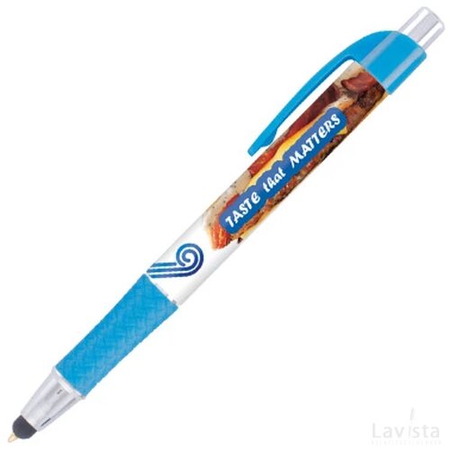 DIA balpen Grande Stylus met gripzone in full colour all over bedrukt lichtblauw