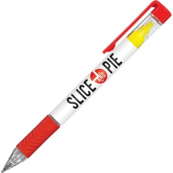 DELOS balpen Bright met gele textmarker in full colour all over bedrukt rood