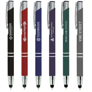 BRUNY Stylus balpen soft touch met lasergravering donkerblauw BRUNY Stylus balpen soft touch met lasergravering donkerblauw