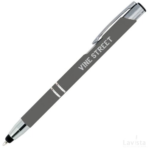 BRUNY Stylus balpen soft touch met lasergravering donkergrijs