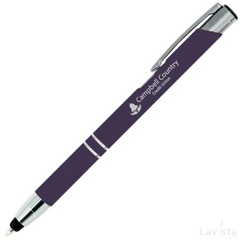 BRUNY Stylus balpen soft touch met lasergravering donkerpaars