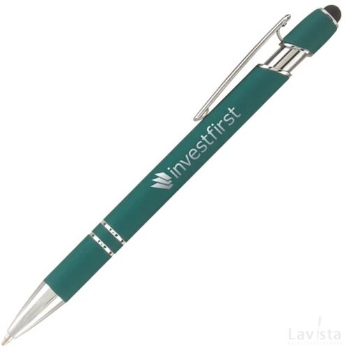 GARDEN Stylus balpen soft touch met lasergravering donkergroen