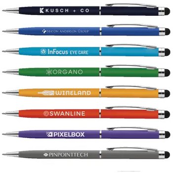 BIMINI Stylus balpen soft touch met lasergravering donkergrijs