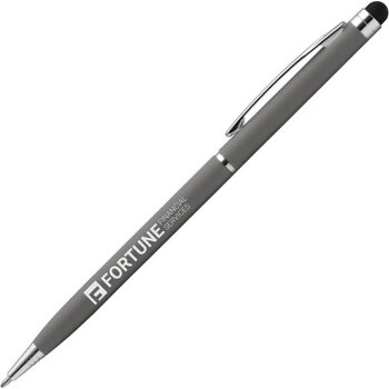 BIMINI Stylus balpen soft touch met lasergravering donkergrijs