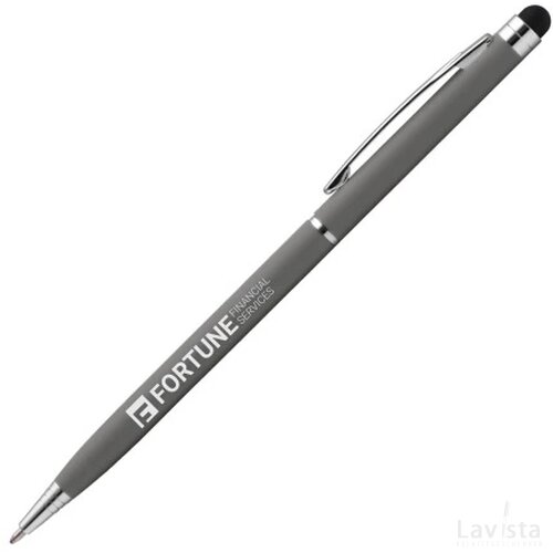BIMINI Stylus balpen soft touch met lasergravering donkergrijs