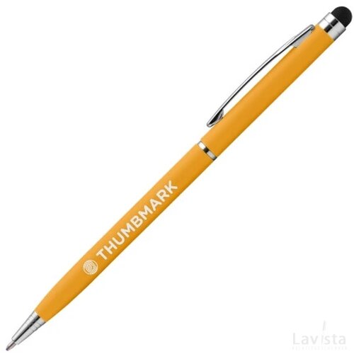 BIMINI Stylus balpen soft touch met lasergravering geel