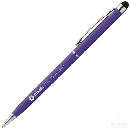BIMINI Stylus balpen soft touch met lasergravering donkerpaars