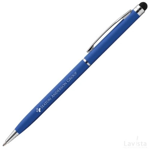 BIMINI Stylus balpen soft touch met lasergravering middenblauw