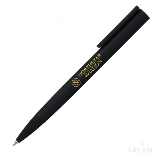 BIOKO soft touch balpen metaal met spiegel gravering, GOUD zwart