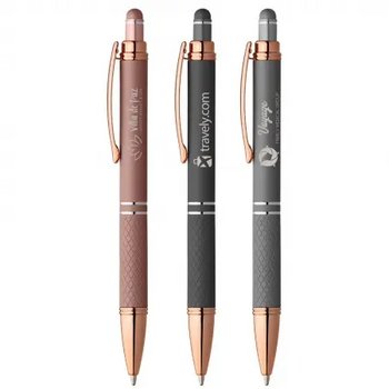 SAGAR Stylus balpen soft touch Rose Gold met lasergravering lichtgrijs SAGAR Stylus balpen soft touch Rose Gold met lasergravering lichtgrijs
