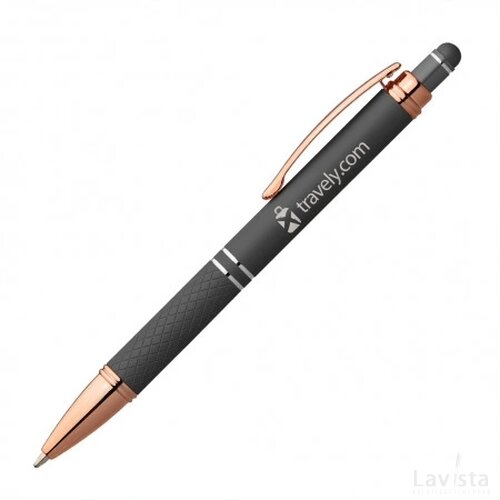 SAGAR Stylus balpen soft touch Rose Gold met lasergravering donkergrijs