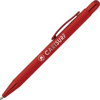 SUNDA Stylus balpen soft touch met spiegel gravering rood