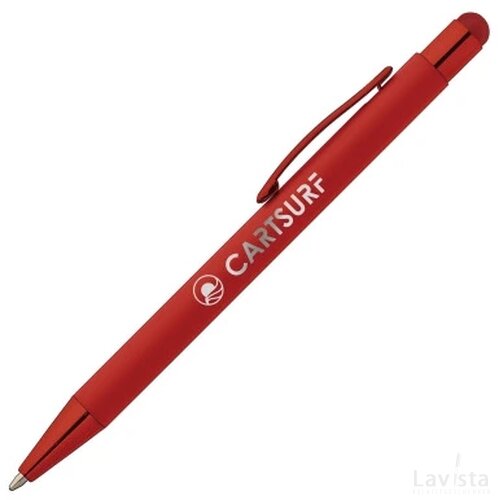 SUNDA Stylus balpen soft touch met spiegel gravering rood