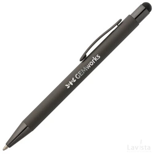 SUNDA Stylus balpen soft touch met spiegel gravering zwart