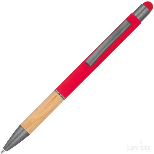Pen met grip van bamboe rood