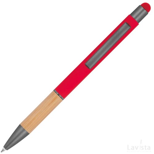 Pen met grip van bamboe rood