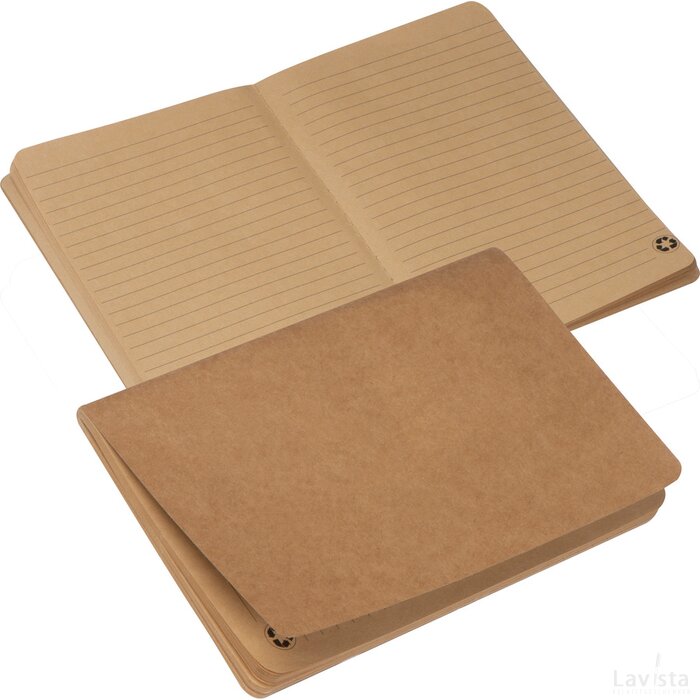 Gerecycled A5 notitieboekje met gelinieerde pagina's beige