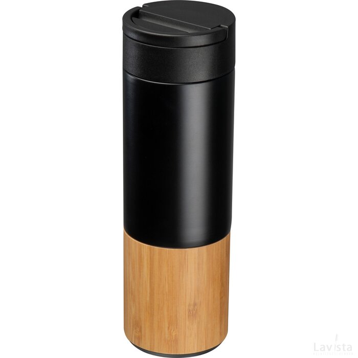 Drinkfles van koper en bamboe - Vacuüm zwart
