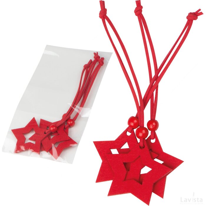 Kerststerren hangers van vilt rood