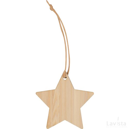 Kerstster als hanger van bamboo beige