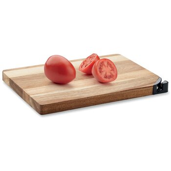 Houten snijplank met messenslijper Bruin