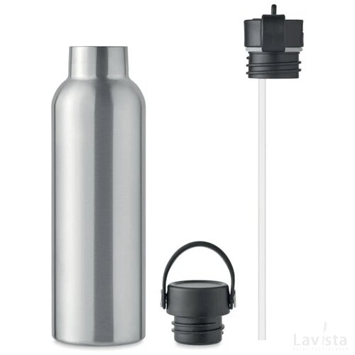 Dubbelwandige fles 700 ml Boali mat zilver