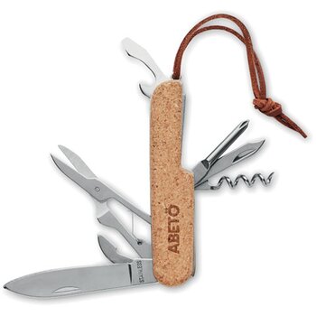 Kurk zakmes met 7 functies Beige