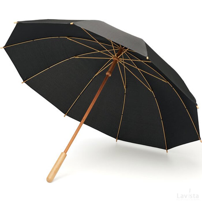 23,5 inch rpet/bamboe paraplu Tutendo zwart