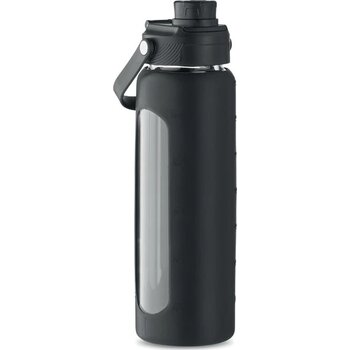 Glazen fles met hoes 750 ml Keila zwart