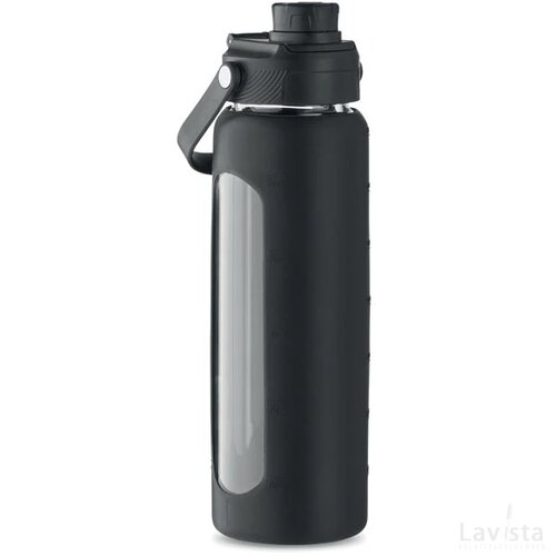 Glazen fles met hoes 750 ml Keila zwart