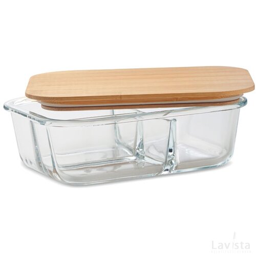 Glazen lunchbox met vakjes Transparant