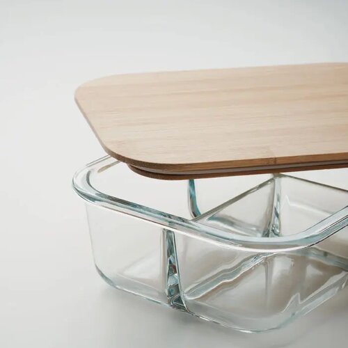 Glazen lunchbox met vakjes Transparant