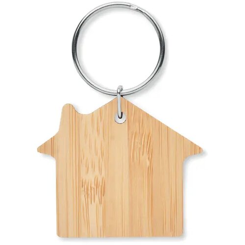 Huisvorm bamboe sleutelhanger Bruin
