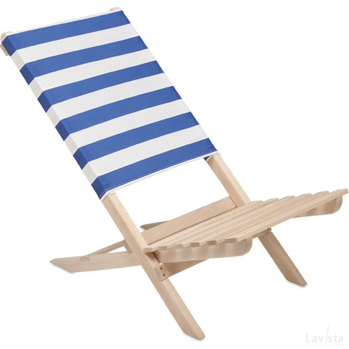 Opvouwbare houten strandstoel Marinero wit/blauw
