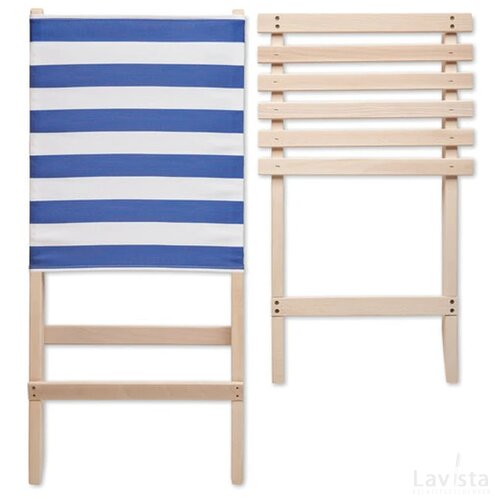 Opvouwbare houten strandstoel Marinero wit/blauw