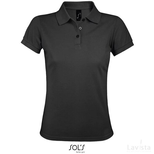 Prime dames polo200g Prime women donker grijs
