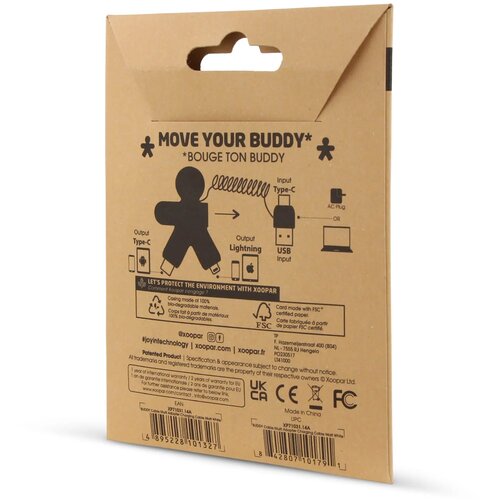 Xoopar Eco Buddy oplaadkabel Zwart