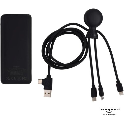 Xoopar Mr. Bio Powerbank en oplaadkabel Zwart