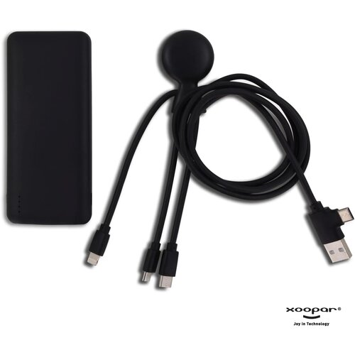 Xoopar Mr. Bio Powerbank en oplaadkabel Zwart