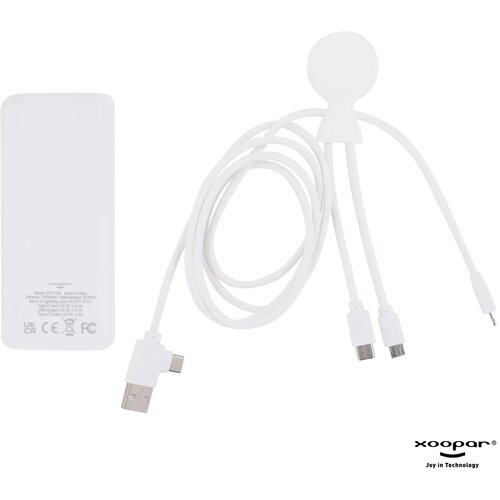 Xoopar Mr. Bio Powerbank en oplaadkabel Wit
